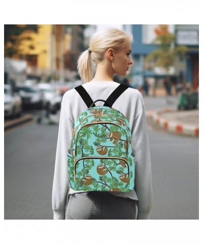 Mini Backpack for Women, Jungle Leave Sloth Travel Backpack Purse for Ladies, Small Bookbag Daypack Shoulder Bag M Multi467 M...