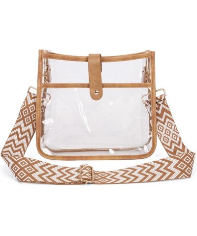 Women Clear Crossbody Hobo Handbags, Shoulder Bag with Bohemian Strap Concert Bag (Pink) Brown $15.68 Hobo Bags