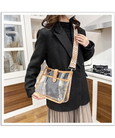 Women Clear Crossbody Hobo Handbags, Shoulder Bag with Bohemian Strap Concert Bag (Pink) Brown $15.68 Hobo Bags