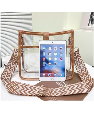 Women Clear Crossbody Hobo Handbags, Shoulder Bag with Bohemian Strap Concert Bag (Pink) Brown $15.68 Hobo Bags