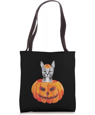 Caracal Pumpkin Wild Cat Halloween Tote Bag $13.51 Totes