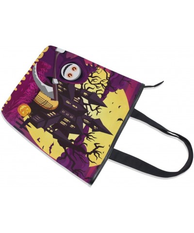 Tote Bag Halloween Canvas Zippered Tote Handbag for Women with 2 Interior Pockets $9.43 Totes