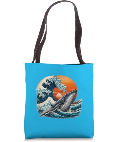 Humpback Whale and Wave Sunset Scene Tote Bag $14.35 Totes