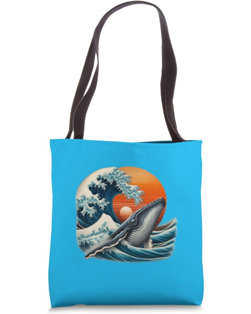 Humpback Whale and Wave Sunset Scene Tote Bag $14.35 Totes