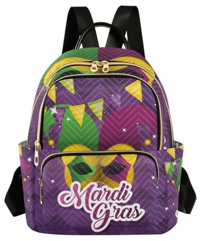 Mardi Gras Women Backpack Clown Party Bunting Star Travel Bag Compact Daily Bag Medium $12.70 Backpacks