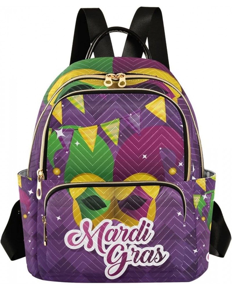 Mardi Gras Women Backpack Clown Party Bunting Star Travel Bag Compact Daily Bag Medium $12.70 Backpacks