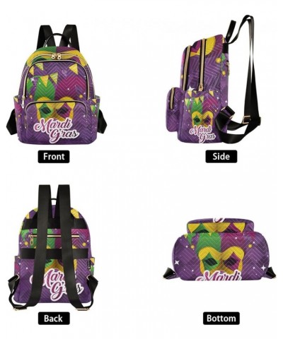 Mardi Gras Women Backpack Clown Party Bunting Star Travel Bag Compact Daily Bag Medium $12.70 Backpacks