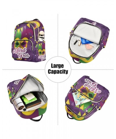 Mardi Gras Women Backpack Clown Party Bunting Star Travel Bag Compact Daily Bag Medium $12.70 Backpacks