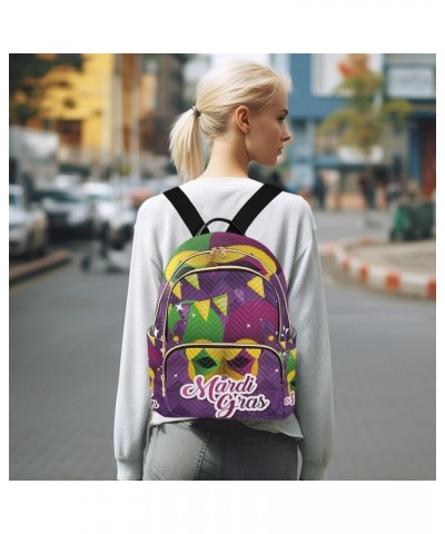 Mardi Gras Women Backpack Clown Party Bunting Star Travel Bag Compact Daily Bag Medium $12.70 Backpacks