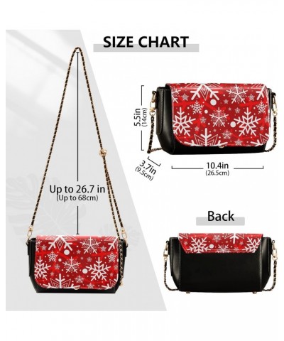 Winter Christmas Snowflake PU Leather Crossbody Handbag for Women Shoulder Purse with Adjustable Metal Chain Waterproof Cell ...