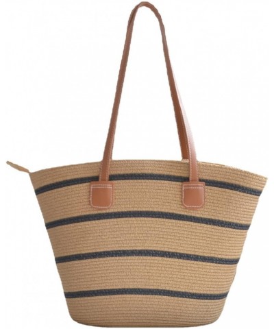 Straw Bag New Pure Hand Woven Large Capacity Women's Woven Bag Simple Handbag Shoulder Bag Beach Bag for Summer Travel Vacati...