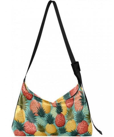 Colorful Summer Pineapple Women Leather Handbags Hobo Leather Purse Women Shoulder Bag with Adjustable Shoulder Strap for Wor...