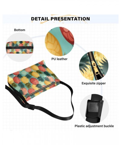 Colorful Summer Pineapple Women Leather Handbags Hobo Leather Purse Women Shoulder Bag with Adjustable Shoulder Strap for Wor...