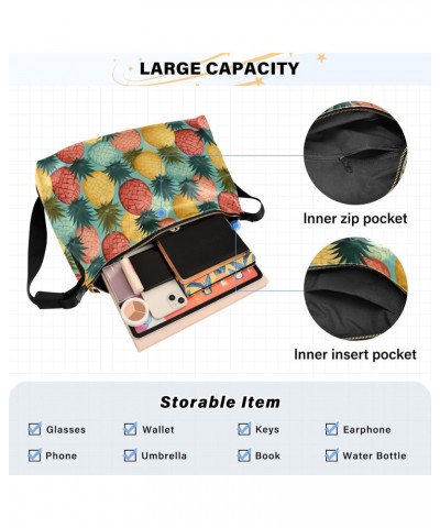 Colorful Summer Pineapple Women Leather Handbags Hobo Leather Purse Women Shoulder Bag with Adjustable Shoulder Strap for Wor...