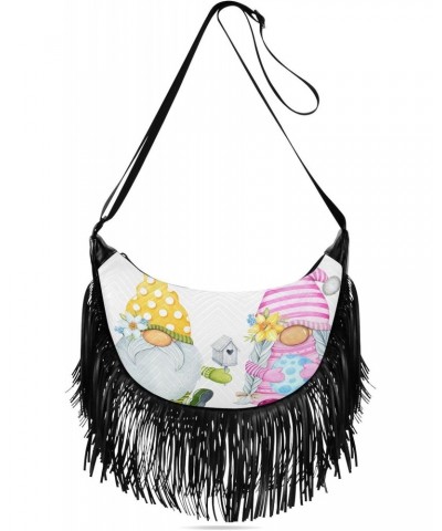 Women's Fringe Crossbody Tassel Purse Cute Easter Gnomes Hobo Shoulder Bags Crossbody Handbag with Adjustable Shoulder Straps...