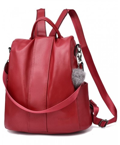 Women Backpack Purses PU Leather Anti-theft Rucksack Waterproof Daypack Casual Shoulder Satchel Bag (Black) Red $23.19 Backpacks