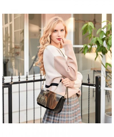 Brown Horse Crossbody Bag for Women Girls,Leather Cross Body Purses Chain Strap Handbags Shoulder Bag $23.99 Crossbody Bags