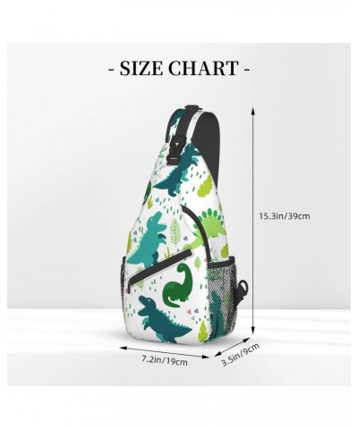 Green Tropical Dinosaur Palm Leaves Crossbody Sling Bag for Men Women Sling Backpack Shoulder Bag Casual Hiking Daypack Chest...