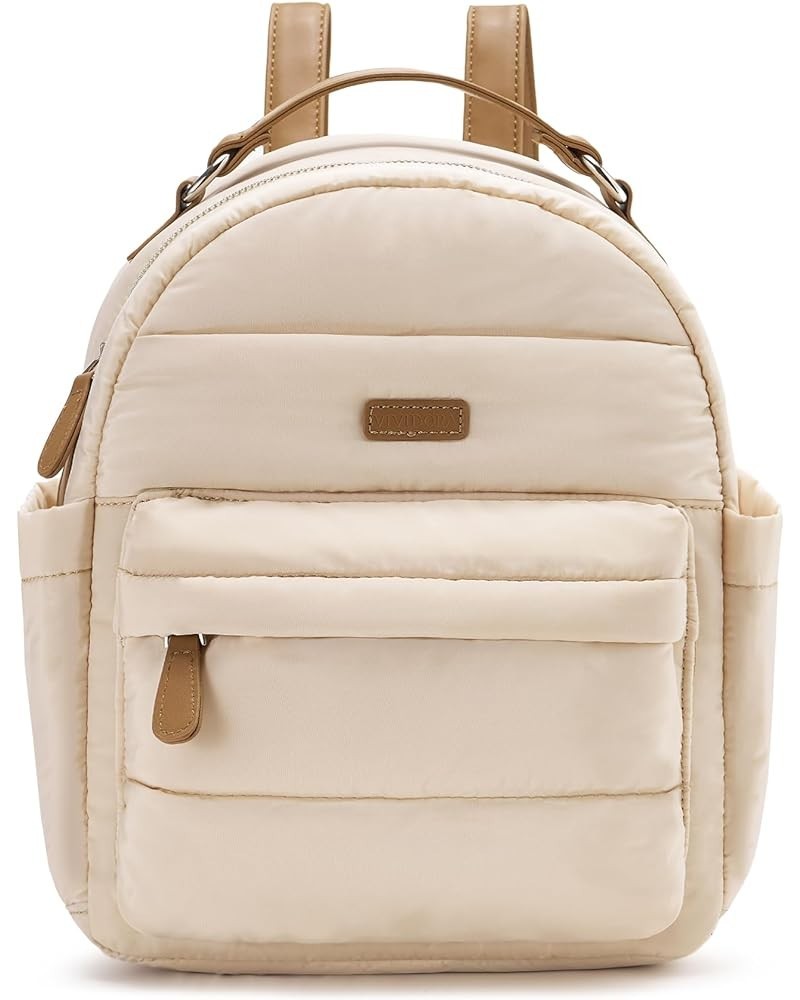 Mini Puffer Backpack Purse for Women,Small Quilted Lightweight Padding Backpack Beige Almond $22.13 Backpacks