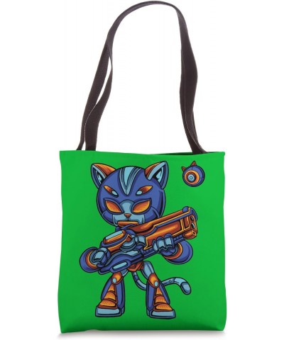 Soldier Alien Cat Robot Outer Space Bright Colorful Cartoon Tote Bag $16.46 Totes