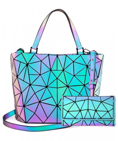 Geometric Luminous Purses and Handbags for Women Holographic Reflective Bag Backpack Wallet Clutch Set Purse Sets $17.05 Cros...