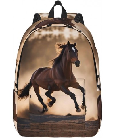 Running Horses Print Lightweight Travel Canvas Backpack Casual Daypack For Men Women Work, Sports, Beach Black Small $22.40 B...