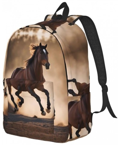 Running Horses Print Lightweight Travel Canvas Backpack Casual Daypack For Men Women Work, Sports, Beach Black Small $22.40 B...