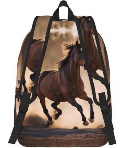 Running Horses Print Lightweight Travel Canvas Backpack Casual Daypack For Men Women Work, Sports, Beach Black Small $22.40 B...