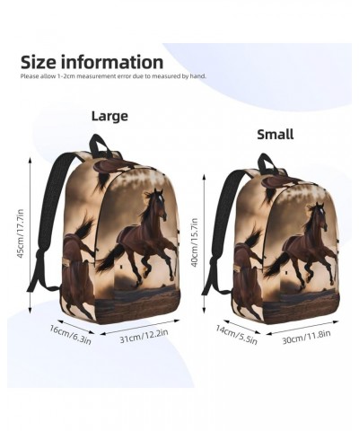 Running Horses Print Lightweight Travel Canvas Backpack Casual Daypack For Men Women Work, Sports, Beach Black Small $22.40 B...