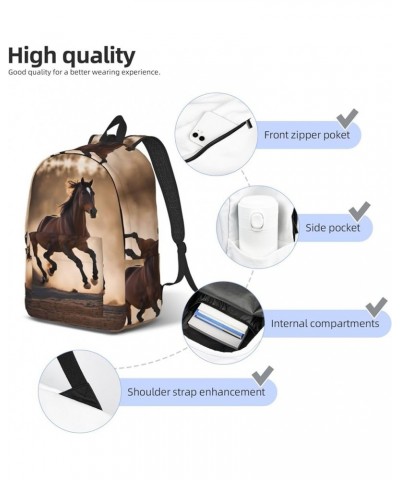 Running Horses Print Lightweight Travel Canvas Backpack Casual Daypack For Men Women Work, Sports, Beach Black Small $22.40 B...