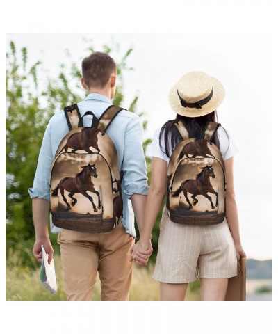 Running Horses Print Lightweight Travel Canvas Backpack Casual Daypack For Men Women Work, Sports, Beach Black Small $22.40 B...