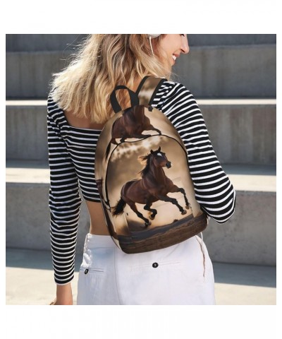 Running Horses Print Lightweight Travel Canvas Backpack Casual Daypack For Men Women Work, Sports, Beach Black Small $22.40 B...