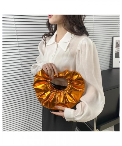 Women's Dumpling Circle Handbag Metallic Color Purse Evening Bag Sparkly Mini Handbag Fashion Wallet Shoulder Hobo Bag Orange...