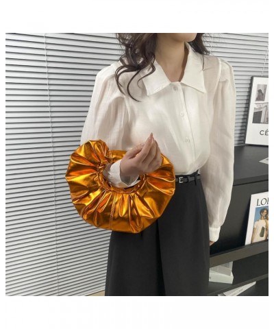 Women's Dumpling Circle Handbag Metallic Color Purse Evening Bag Sparkly Mini Handbag Fashion Wallet Shoulder Hobo Bag Orange...