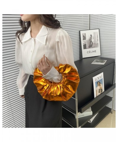 Women's Dumpling Circle Handbag Metallic Color Purse Evening Bag Sparkly Mini Handbag Fashion Wallet Shoulder Hobo Bag Orange...