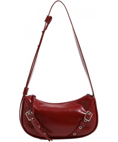 Women's Fashion Shoulder Bag Y2k PU Leather Crossbody Bag Small Dumpling Purse Totes Handbag Underarm Satchel Red $32.87 Totes