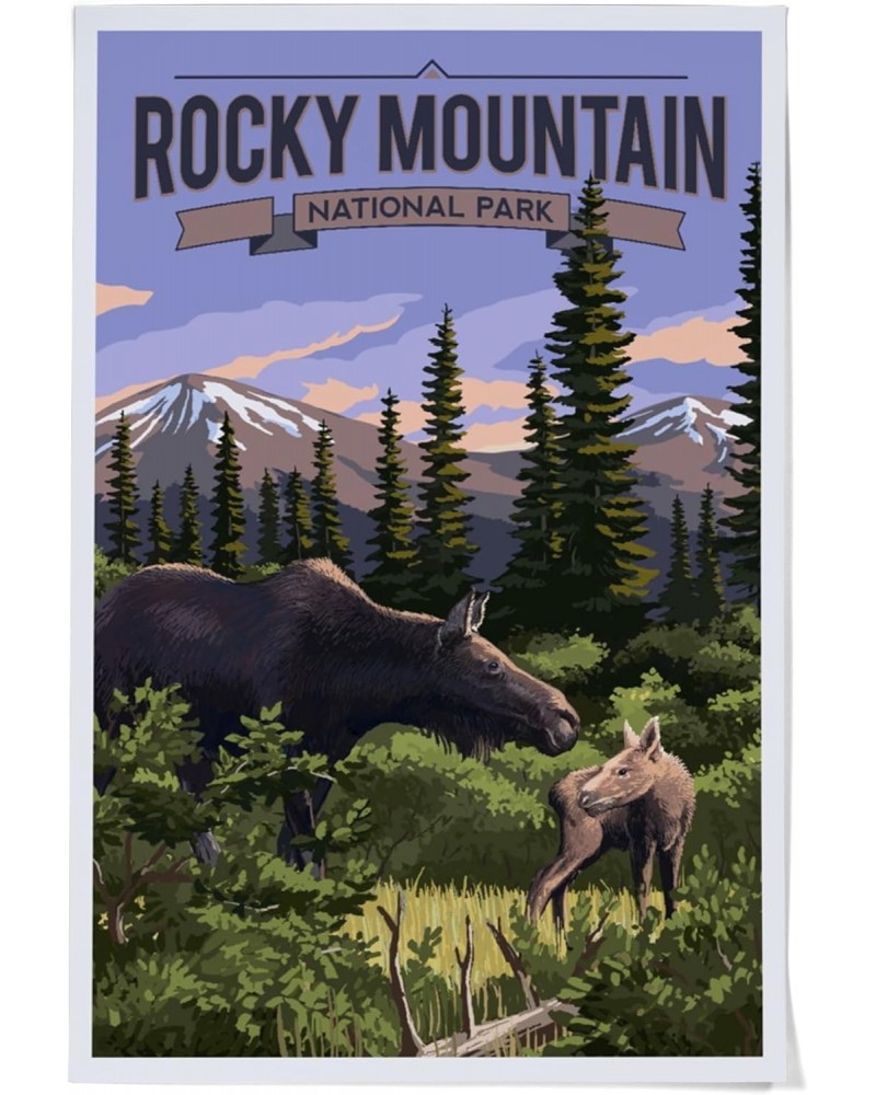 36x54 Inch Giclee Art Print Wall Decor, Rocky Mountain National Park, Colorado, Moose and Baby Calf $41.40 Totes