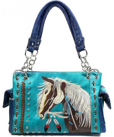 Dakota Dales Pony Horse Embroidery Mane Western Country Women Conceal Carry CCW Shoulder Handbag Purse Turquoise $28.56 Shoul...