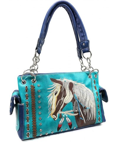 Dakota Dales Pony Horse Embroidery Mane Western Country Women Conceal Carry CCW Shoulder Handbag Purse Turquoise $28.56 Shoul...