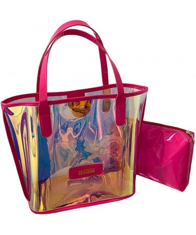 Women Fashion Laser Tote Bag Shoulder Jelly Bags Beach Bags Clutch Bag Purse Rose 2 $13.62 Totes