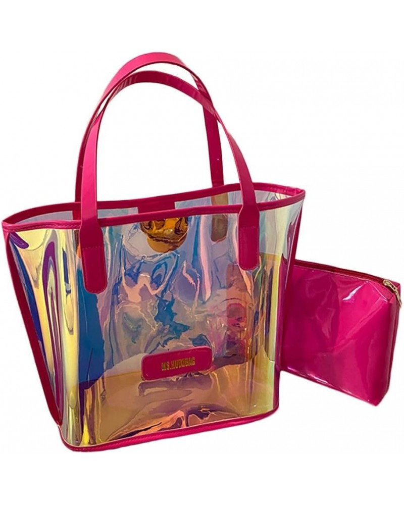 Women Fashion Laser Tote Bag Shoulder Jelly Bags Beach Bags Clutch Bag Purse Rose 2 $13.62 Totes