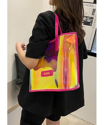 Women Fashion Laser Tote Bag Shoulder Jelly Bags Beach Bags Clutch Bag Purse Rose 2 $13.62 Totes