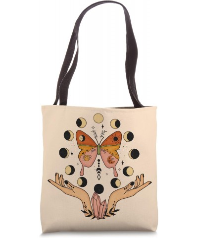 Mystical Moon Phases Retro Butterfly Aesthetic Moon Lover Tote Bag $14.03 Totes