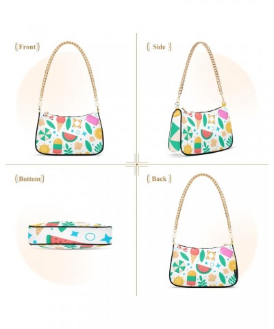 Women's Shoulder Handbag Necessities Pattern on Beach Stylish Tote Handbag Hobo Handbag Clutch Handbags with Chain $17.35 Totes