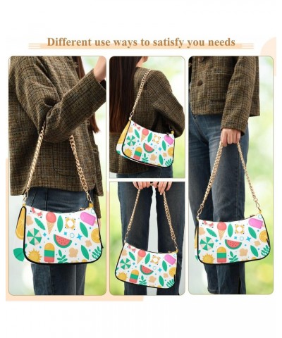 Women's Shoulder Handbag Necessities Pattern on Beach Stylish Tote Handbag Hobo Handbag Clutch Handbags with Chain $17.35 Totes