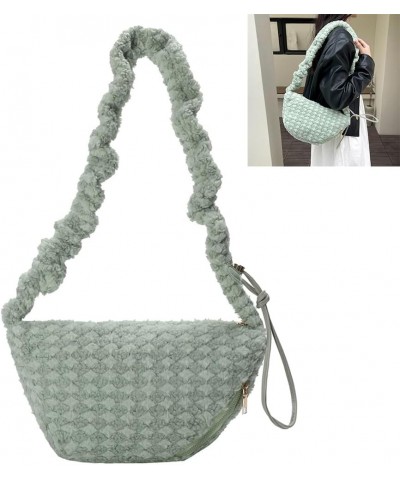 Drawstring Plush Tote Bag Versatile Fluffy Satchel Bag Fuzzy Crossbody Bag Women Furry Shoulder Bag Daily Dating Bag Green $9...