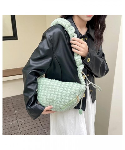 Drawstring Plush Tote Bag Versatile Fluffy Satchel Bag Fuzzy Crossbody Bag Women Furry Shoulder Bag Daily Dating Bag Green $9...