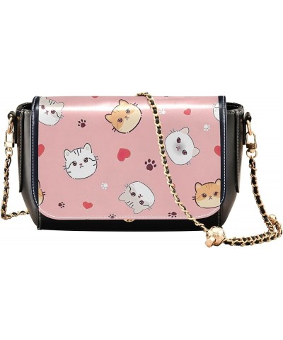 Cute Print Women Leather Shoulder Bag, Cartoon Sheep Animals Black Women Crossbody Purse Trendy Satchel Chain Strap Cute Cats...