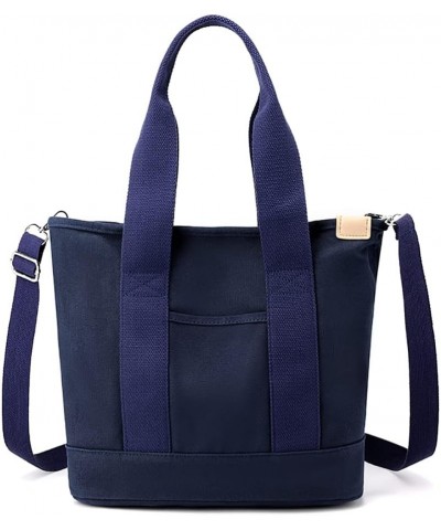 Hobo Handbags Canvas Crossbody Shoulder Bags Multi-pocket Tote Bags Simple Shopping Bag for Women M-navy Blue $16.95 Hobo Bags