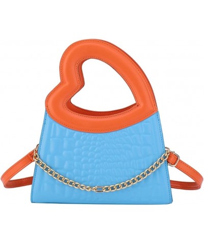 Women's PU Leather Hobo Bag Shoulder Crossbody Bag Handbag Contrasting Colors Evening Purse Totes Heart Handheld Satchels Blu...